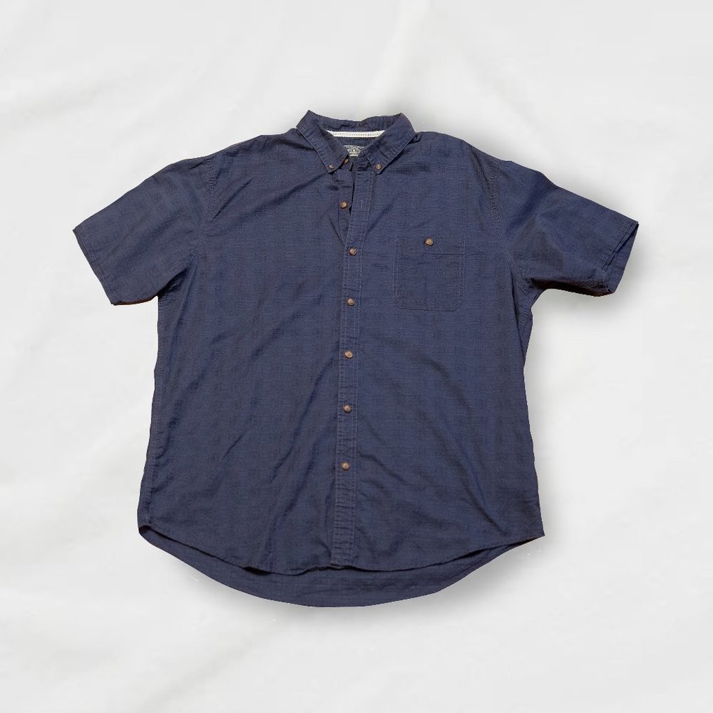 G.H. BASS & CO Short Sleeve Navy Blue Workwear Button Down Shirt XL